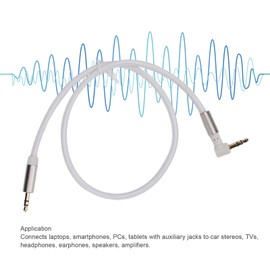 3.5 Mm Male to Male Braided Auxiliary Cord, 3.5mm Nylon Braided Aux Cable, 90 Degree Right Angle 3.5mm Cable Compatible with Headphone, Smartphone, Home Car Stereo, Speaker, (1M)