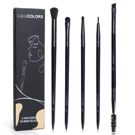 LULUCOLORS Eye Makeup Brush Set, 5 pcs Soft Bristles for Eyeshadow, Eyebrow, Eyeliner, Blending, and Concealing application (black)