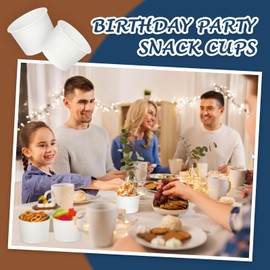 Nuenen 300 Pcs 8 oz Ice Cream Cups Disposable Summer Ice Cream Sundae Bowls Ice Cream Party Paper Cup Ice Cream Cup Bar Supplies for Snack Party Favors(White)