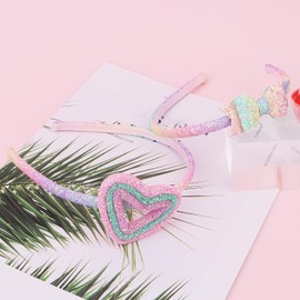 AMCAMI Glitter Headbands for Girls 2 pcs Pink Girls Headbands Women Headbands Glitter Girls Thin Headband Headbands for Short Hair Fancy Headbands for Women Skinny Headbands for Women