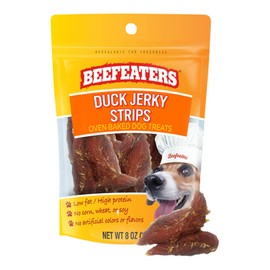 Beefeaters Dog Treats - Duck Jerky Strips 8oz | Dog Food Real Duck #1 Ingredient | No Corn/Wheat/Soy/Gluten | High Protein & Low Fat | Dog Training Treats for All Dog Sizes