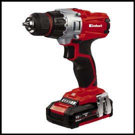 Einhell TE-CD Power X-Change 18-Volt Cordless 1250-RPM MAX 2-Speed 20+1-Torque Setting Workshop Drill/Driver Kit, w/Tool Bag, LED Lamp, Drill Bits, Keyless Chuck, Kit (1.5-Ah Battery + Fast Charger)
