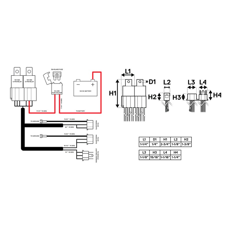 H4 Negative Headlight Relay Conversion Harness High Stability for H6054