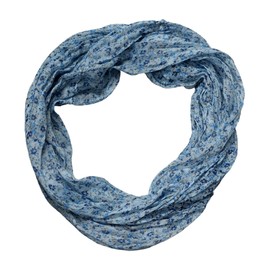 beybey® Delicate women's loop scarf made from a very fine material made of silk and cotton and in exclusive colours., Flowers sky blue