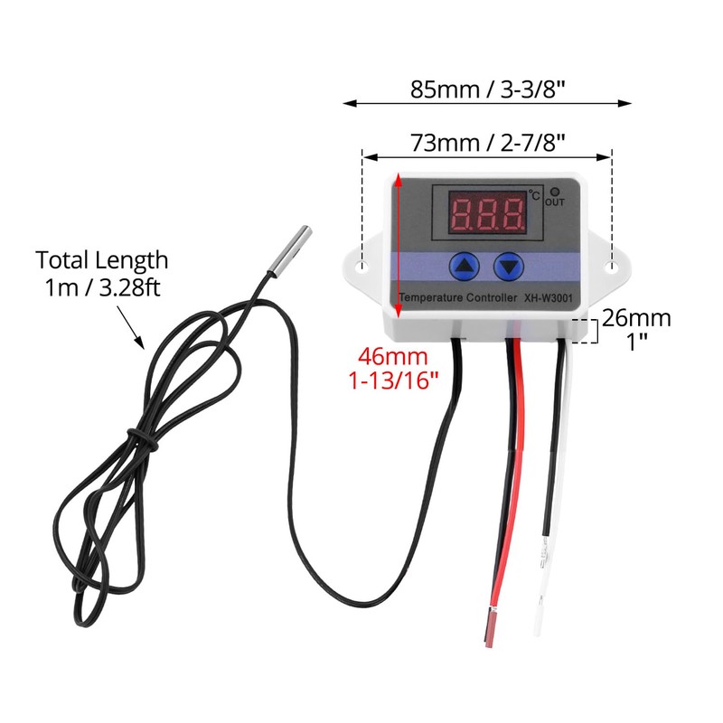 QWORK Digital LED Temperature Controller Module, Thermostat Switch, Digital Thermostat