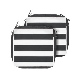 Magpie Fabrics Indoor Outdoor Cushion Cover Replacement 2 Pack, NO Insert! Water Repellent Slipcover with Ties Christmas Decor for Patio Garden Chair Seat Sofa Bench Wicker(Black White, 20x18x4 Inch)