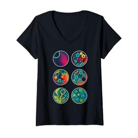 Womens Colorful Petri Dish Bacterial Culture Laboratory Tech V-Neck T-Shirt