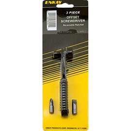Enkay 3653 Offset Ratcheting Screwdriver Set, Carded, 3-Piece