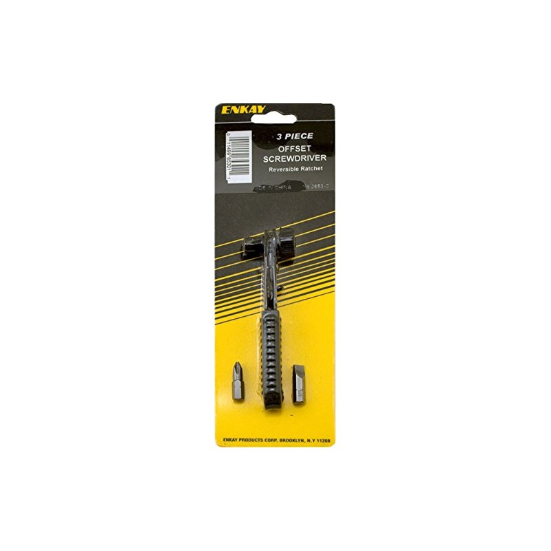 Enkay 3653 Offset Ratcheting Screwdriver Set, Carded, 3-Piece