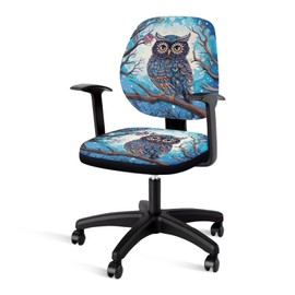 ELEDIZI Owl Office Chair Cover Desk Chair Cover no Arms Computer Chair Covers Stretchable 2 Piece Fabric Gaming Chair Cover Universal Chair Covers Polyester Rolling Chair Cover Slipcover