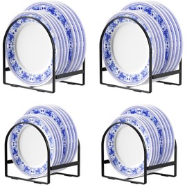Delamu 4 Pack Plate Organizer for Cabinet Plate Rack Holder Dish Organizer