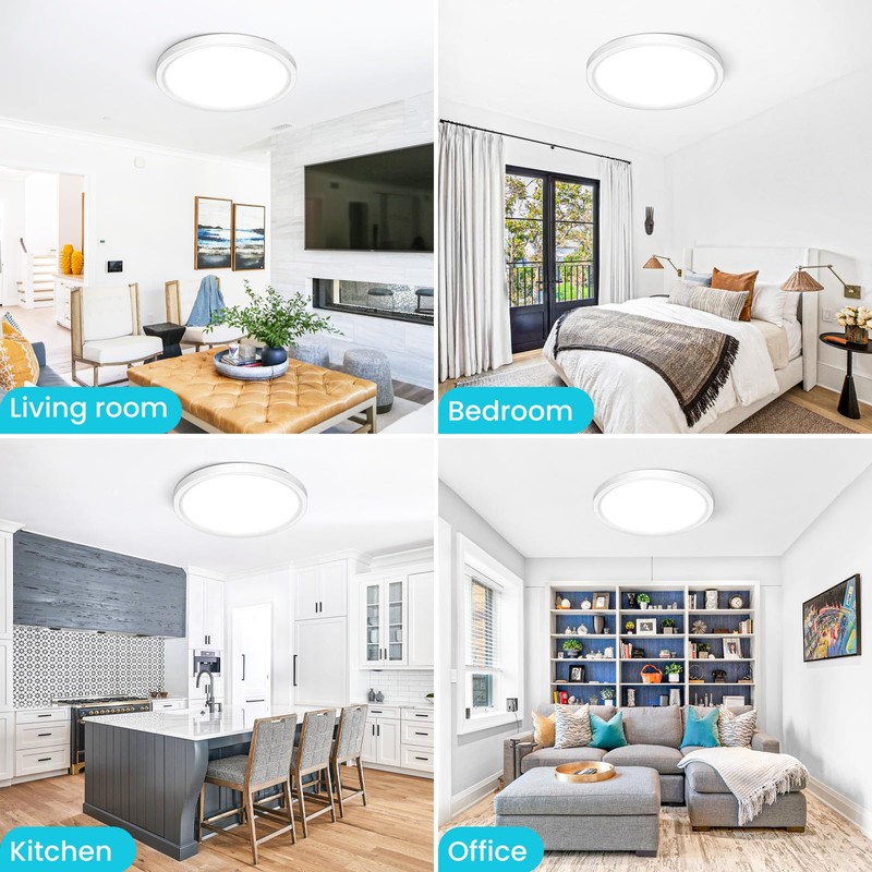 libtit 12 inch Flush Mount LED Ceiling Light Fixture, 3000K