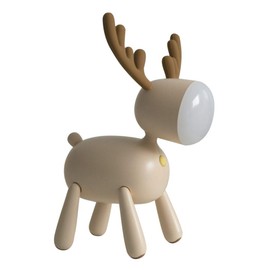 Fantasee Reindeer Table Desk Lamp Baby Nursery Night Light USB Rechargeable 2 Light Modes 30 Minutes Timer for Child Baby Students Birthday Gift (White)