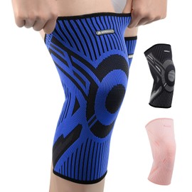 INDEEMAX Knee Support 1 Pair for Man and Women, Compression Knee Brace for Arthritis, Meniscus Tear, ACL, MCL, PCL, Ligament Injury, Breathable Knee Sleeve for Running, Gym, Sports, Blue,M