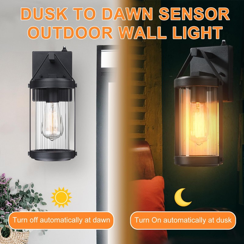 LONEDRUID 2 Pack Dusk to Dawn Sensor Outdoor Wall Sconce