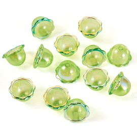 Craftdady 30 Pcs Flower Acrylic Bead Caps 24mm Wind Bell Bead End Caps Large Hole UV Plating Bellflower Spacer Beads for Beaded Pen Jewelry Making DIY Earrings, Light Green