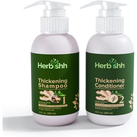 Shampoo y Acondicionador Engrosador con Extracto de Jengibre Herbishh – Kit para Hombres y Mujeres, Estimula el Crecimiento y Engrosamiento del Cabello, Sin Sulfatos ni Parabenos, Todo Tipo de Cabello