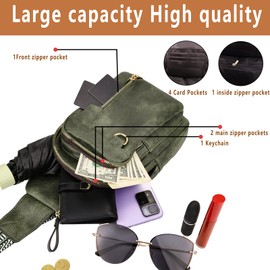 Farcauo Chest Bag for Women Men Crossbody Bag for Women Men Shoulder Bag Chest Bag Sling Bag with Long Straps, # B green chest pocket for men and women