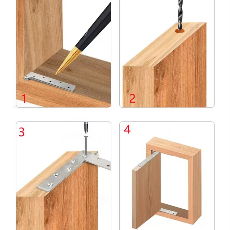 4Pcs Door Pivot Hinges, 360°Rotating Hidden Door Hinge 7-Shape Hinge