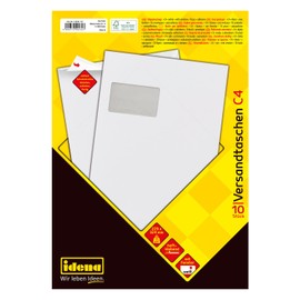 Idena 10232 Envelope DIN C4, 90 g/m2 Peel and Seal, Pack of 10, FSC Mix
