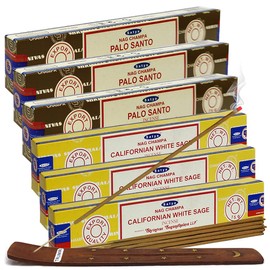 Palo Santo White Sage Incense Sticks & Holder Bundle Variety Pack from House of Nag Champa Incense Sticks and Trumiri