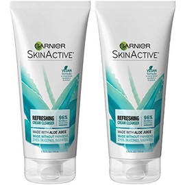 Garnier SkinActive Cream Face Wash with Aloe Juice, Dry Skin, 2 Count