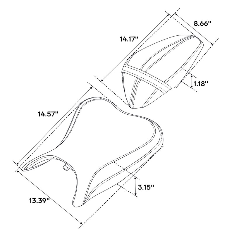 TCMT Black & Green Driver Passenger Seats Fit For Kawasaki