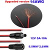RUNCCI-YUN 2PCS 14AWG 12V 5.5mm x 2.5mm DC Power Pigtail