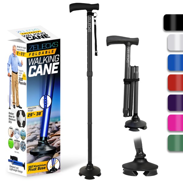 ZELECKS Walking Cane for Women & Men - Self Standing