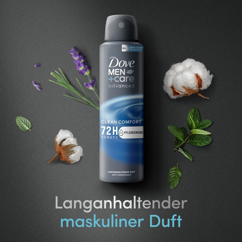 Dove Men+Care advanced Anti-Transpirant Clean Comfort schützt 72 Stunden vor