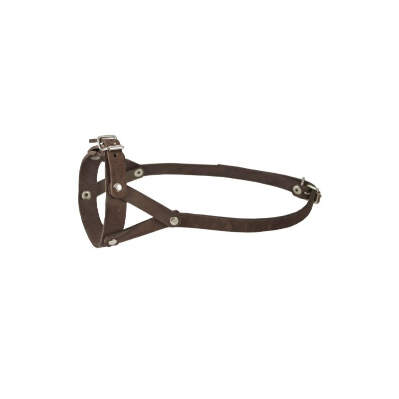 Adjustable Leather Loop Bite Bark Control Easy Fit Muzzle Brown.