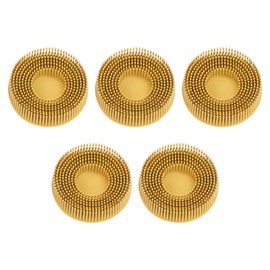 HARFINGTON 5pcs Bristle Disc 3" 80 Grit Abrasive Brush Deburring Electric Disc Brush with Quick Change Roll Lock Abrasive Coating Removal Disc for Metal, Yellow