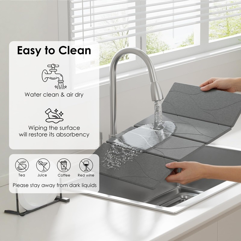 3 PCS Large Stone Dish Drying Mat for Kitchen Counter