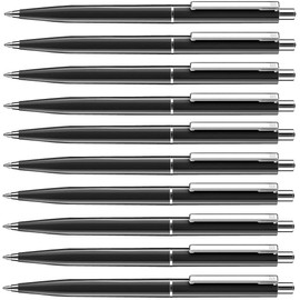allpremio Pack of 50 Ballpoint Pens Black Quality – Black Refill Line Width M – Indelible according to ISO 12757-2 – Economy Pack Retractable Ballpoint Pens with Metal Clip Refillable