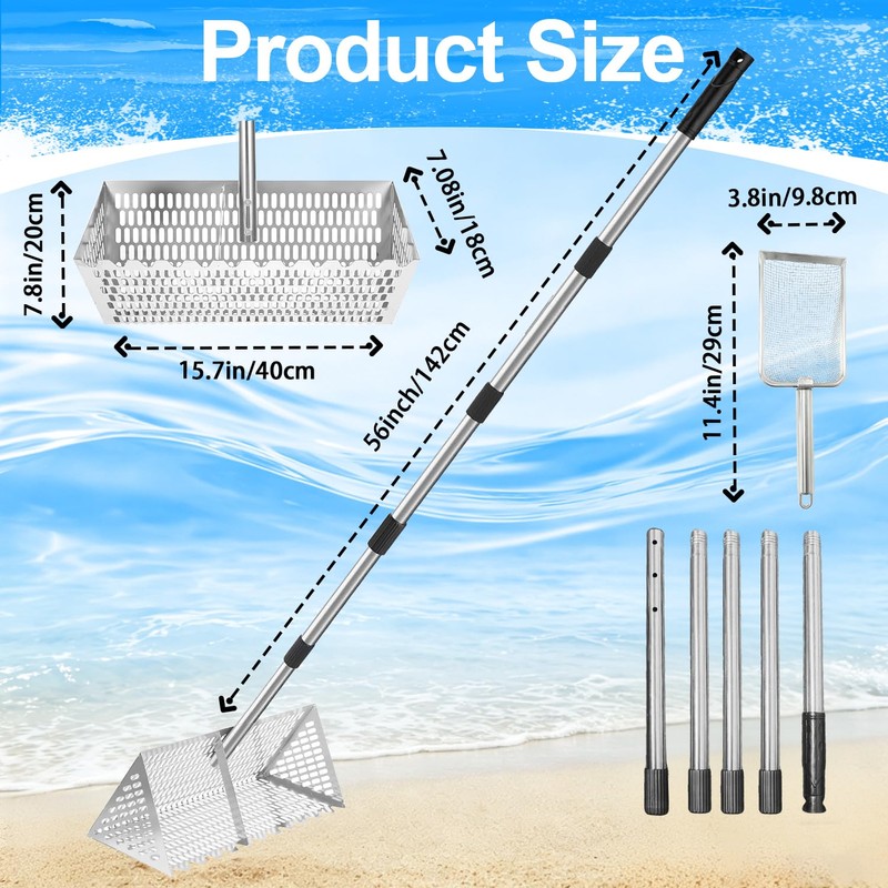 Sand Flea Rake Stainless Steel Beach Sand Sifter with Sharp
