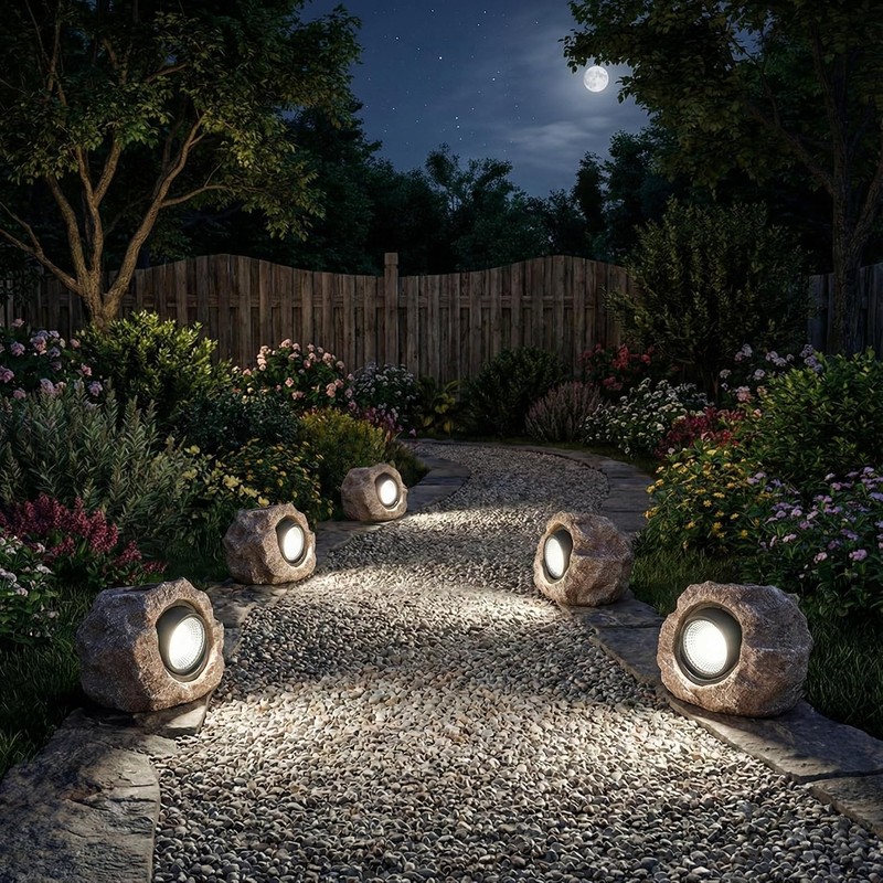 Candieslife LT-151S4 Luces Solares para Rocas de Jardín y Paisaje