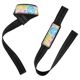 Lightgrey - Fondo de teñido anudado, colores vibrantes y patrones de remolino, patrón de teñido anudado, correas de levantamiento de fitness, 26 pulgadas, antideslizantes, par de correas de gimnasio