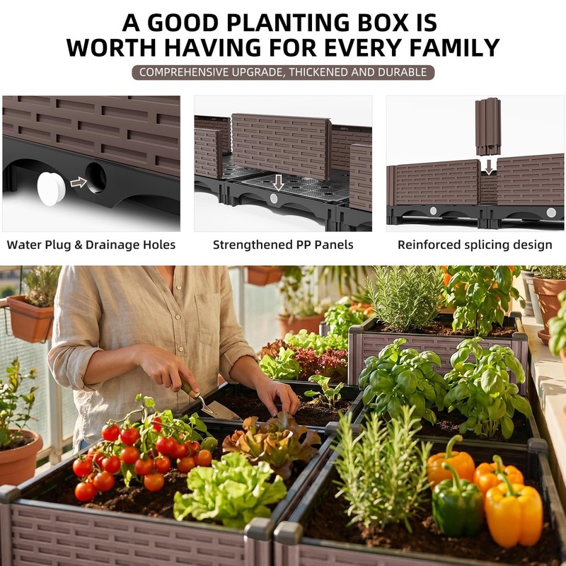 Growchum Modular Raised Garden Bed Kit – DIY Stackable Plant