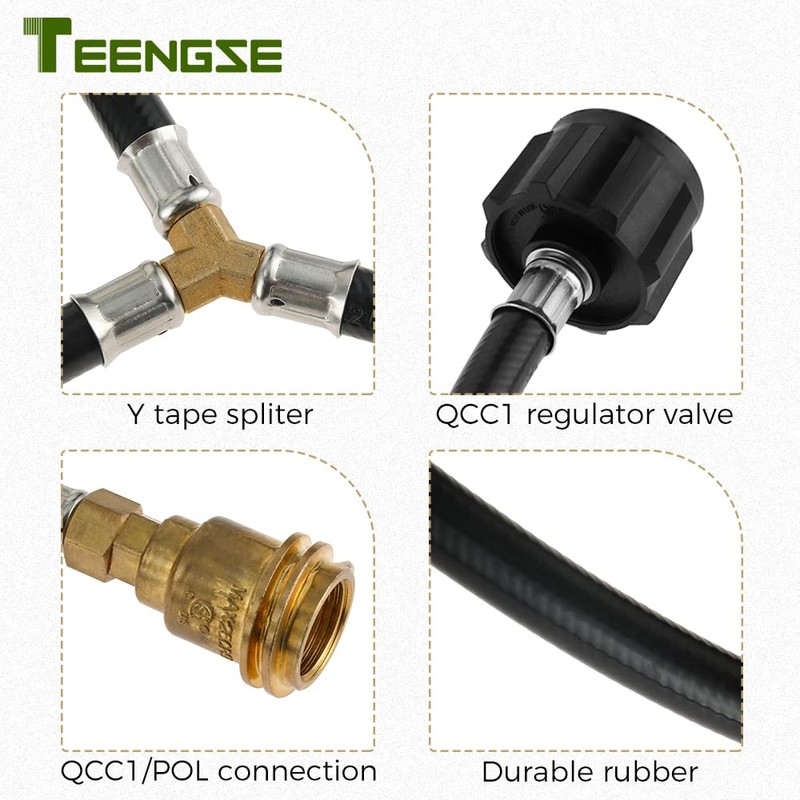 Y Shape Propane Splitter Hose QCC1 Inlet & POL/QCC Outlet