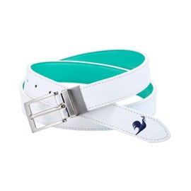 Cox Sportif LG5SBL02M Men's Belt, Reversible, 1.2 inches (30 mm), Maximum Length 45.3 inches (115 cm), Synthetic Leather, Golf, WHM (White x Emerald)