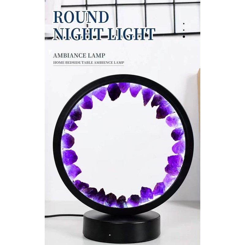 Lsunny Natural Crystal Lamp, Three Light Modes, Adjustable Brightness, USB