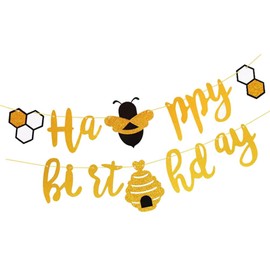 PRETYZOOM Honey Bee Themed Banner Birthday Party String Flags Decoration Party Garland Festival Favors