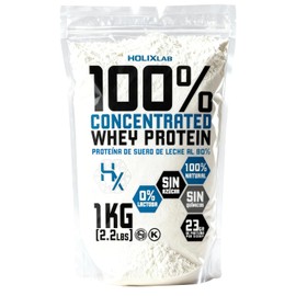 Holix LAB - HOLIXLAB Proteína de Suero Leche Concentrada 80%, Sin Azúcar, Sin Lactosa, 100% Natural, 1kg, 23g Proteína por Porción - 1kg...