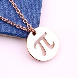 Belingry 3.14 Pi Necklace Gift Cutout Pi Pendant Necklace Math Science Gift (rose gold disc)