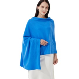 RYYOYY Luxury 100% Cashmere Wrap Soft Scarf Stole Knitted Shawl for Women Wayfarer Travel Extra Large 87"x28" Bright Blue