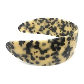 Wardani, extra wide 2” French tortoiseshell headband small teeth on the side for better grip,(5cm) handmade in FRANCE (White Tokyo)