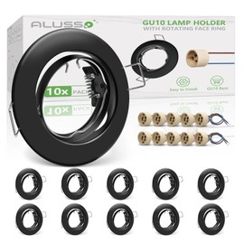 ALUSSO Set of 10 Metal Recessed Spotlights GU10 Frame 68 mm LED Spotlights 230 V Including GU10 Socket Ceiling Spotlights 30° Swivelling Recessed Spotlights Mounting Frame Bathroom for LED or Halogen