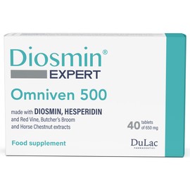 Dulac – Diosmin Omniven 500, Food Supplement for Leg Support Circulation, 40 Tablets, for Heavy and Tired Legs, Helps Improve Blood Flow, with Diosmin and Hesperidin, Made in Italy