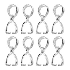 sourcing map 8Pcs 925 Sterling Silver Pinch Bail, 11mm Pendant Clasp Pendant Bail Connector Pinch Clip Bail Clasp for Jewelry Making Supplies Bracelet Necklace DIY Craft, Silver