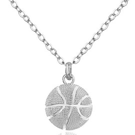 RFTWXHPN Basketball Necklace Gifts for Men Women Silver Basketball Necklaces for Teen Girls Boys Christmas Birthday Gifts for Basketball Lover Player Fan Basket Ball Charm Necklaces